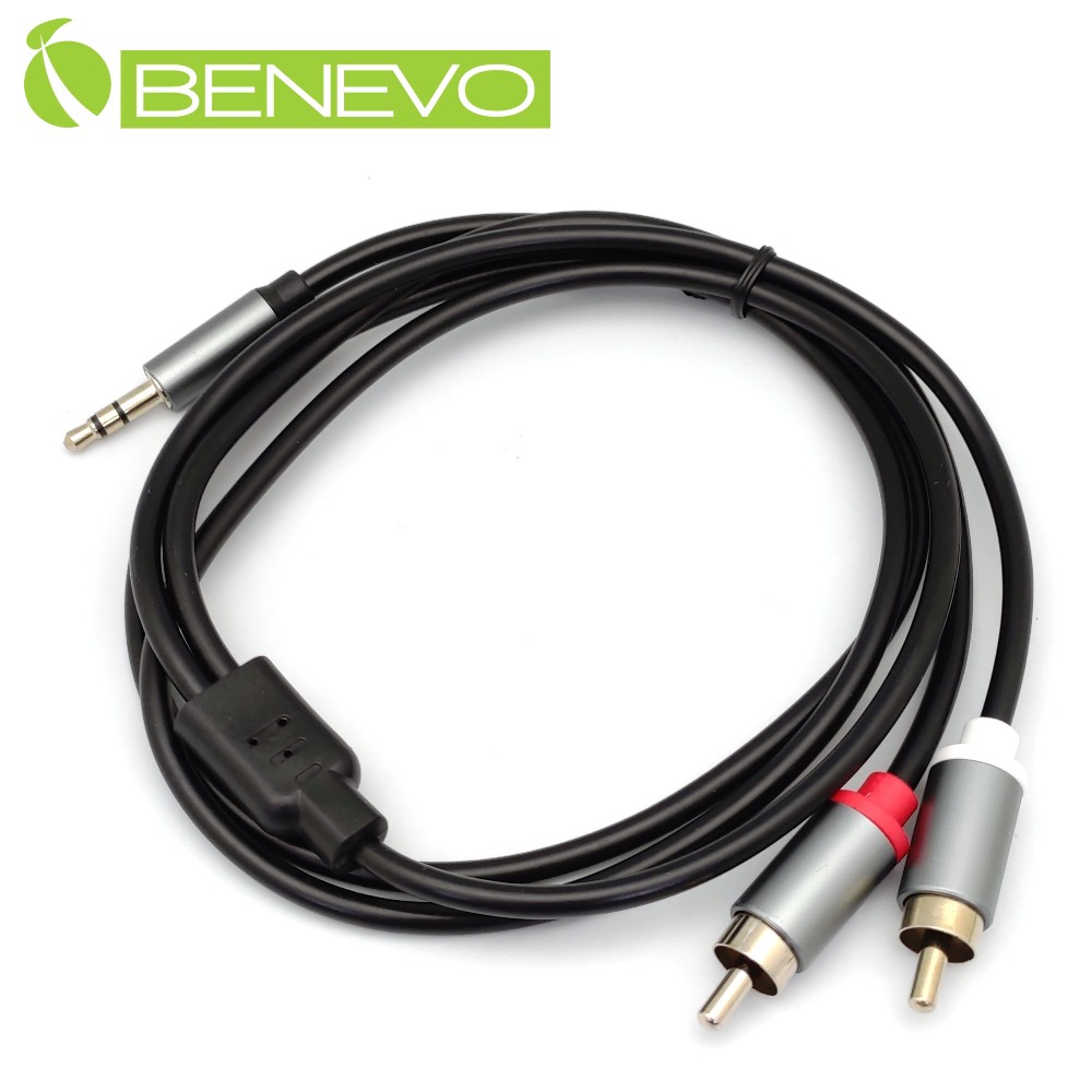 BENEVO 1米 3.5mm立體聲轉雙RCA/梅花接頭聲音連接線 (BAC0100MMS)
