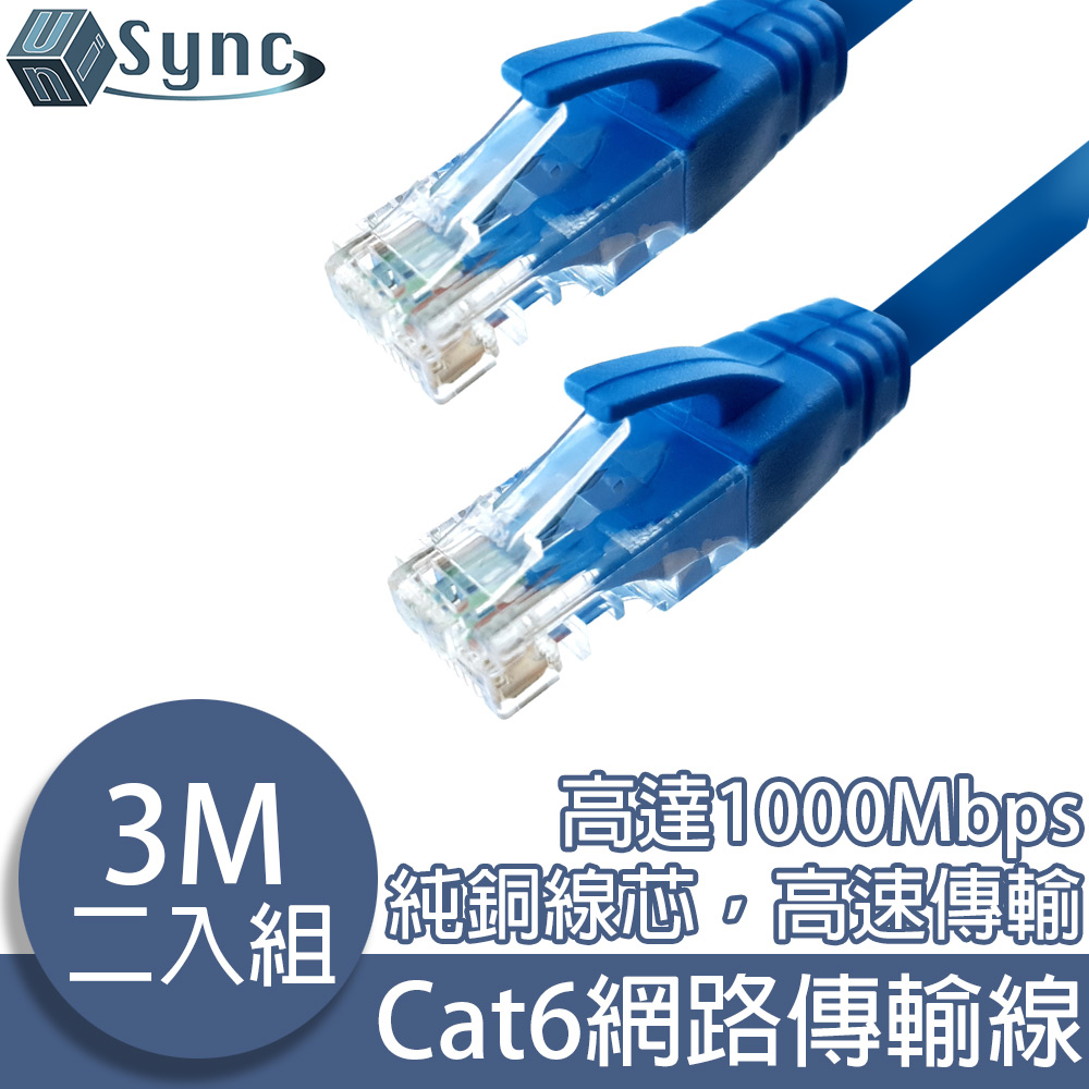 UniSync Cat6超高速乙太網路傳輸線 3M/2入