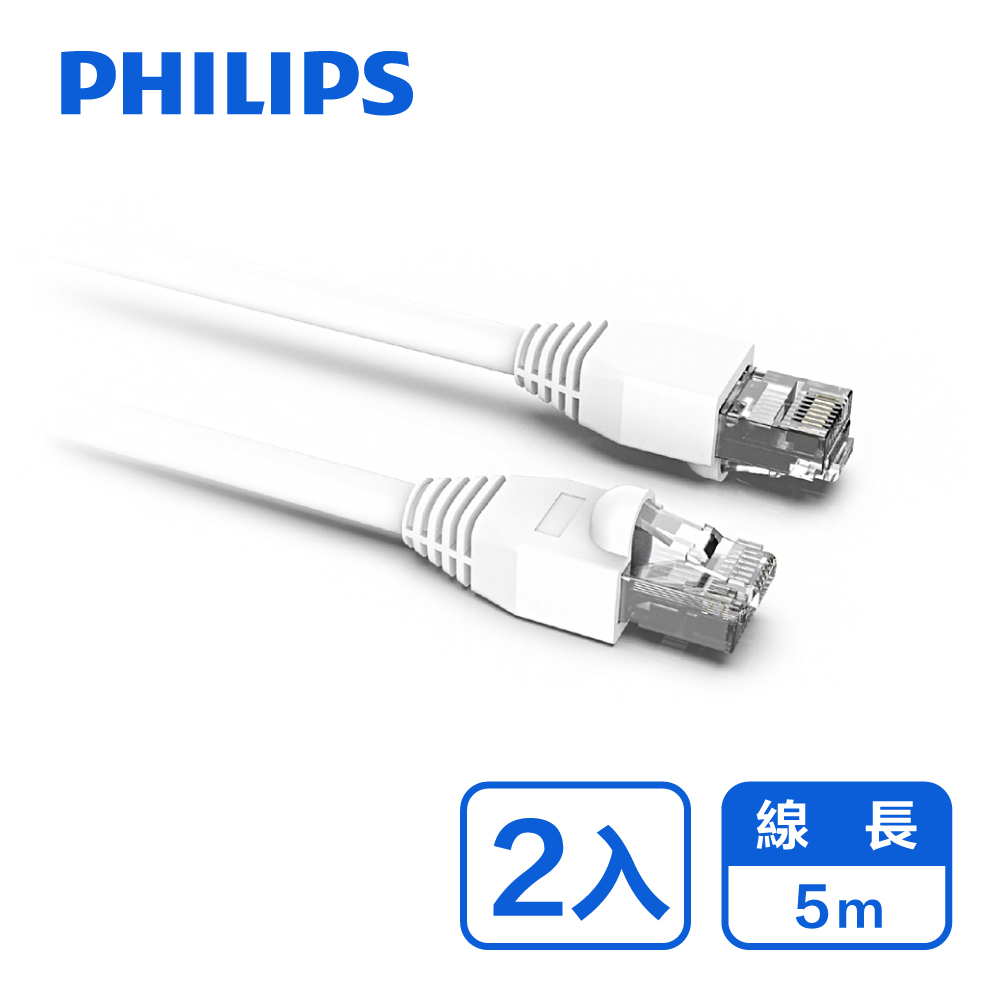 PHILIPS 飛利浦5.0m Cat 6 網路線-兩入組 SWN2208G/10-2