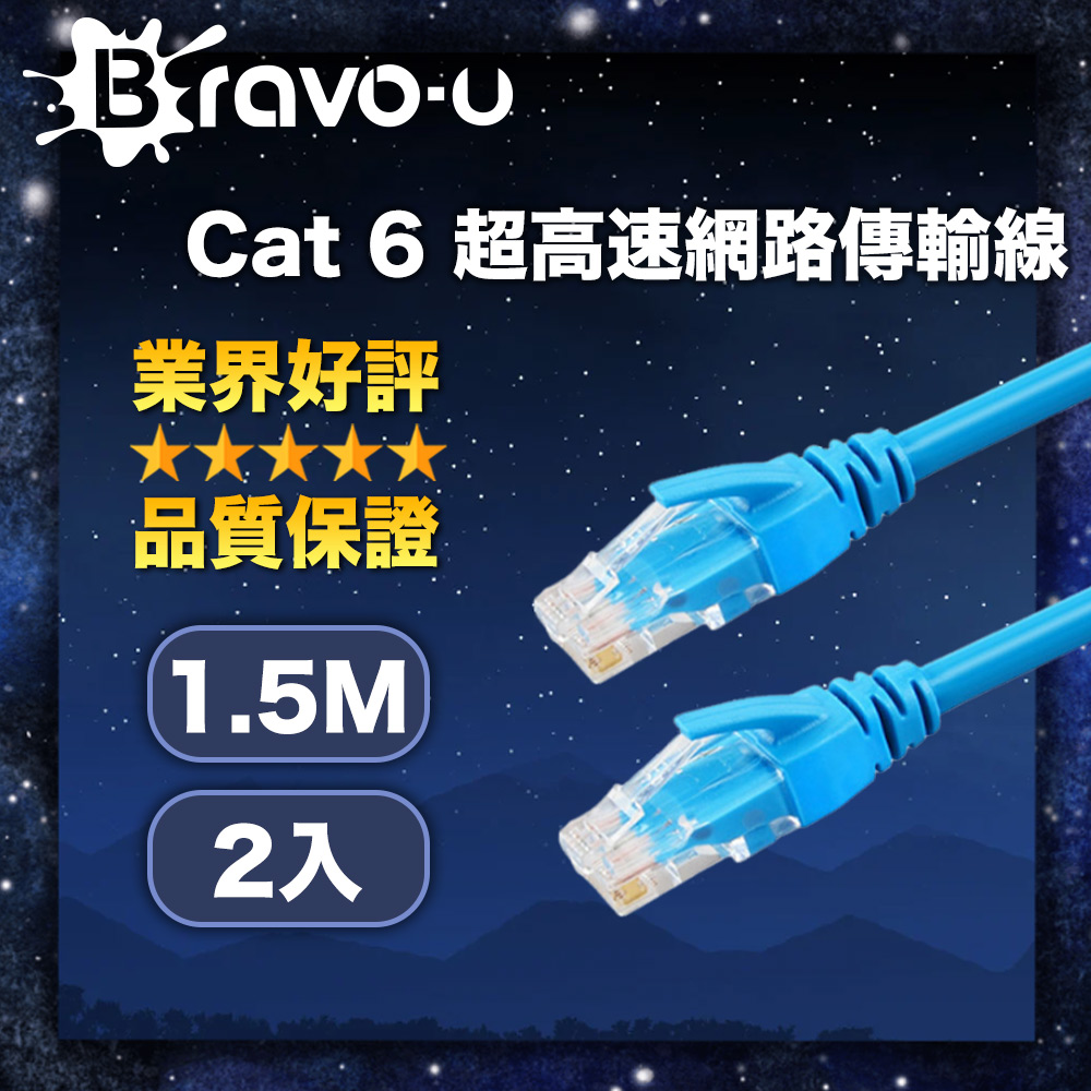 Bravo-u Cat6超高速傳輸網路線(1.5米) 2入組