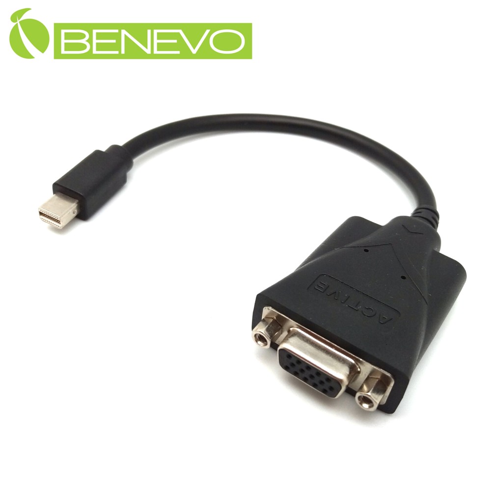 BENEVO主動式 mini DP轉VGA訊號轉換器，支援最多6螢幕顯示