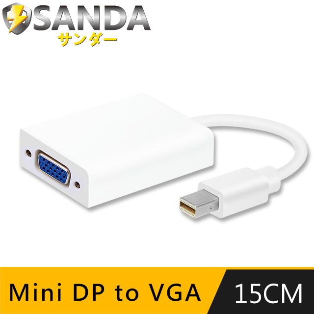SANDA Mini DisplayPort to VGA 螢幕/視頻轉接線(白)