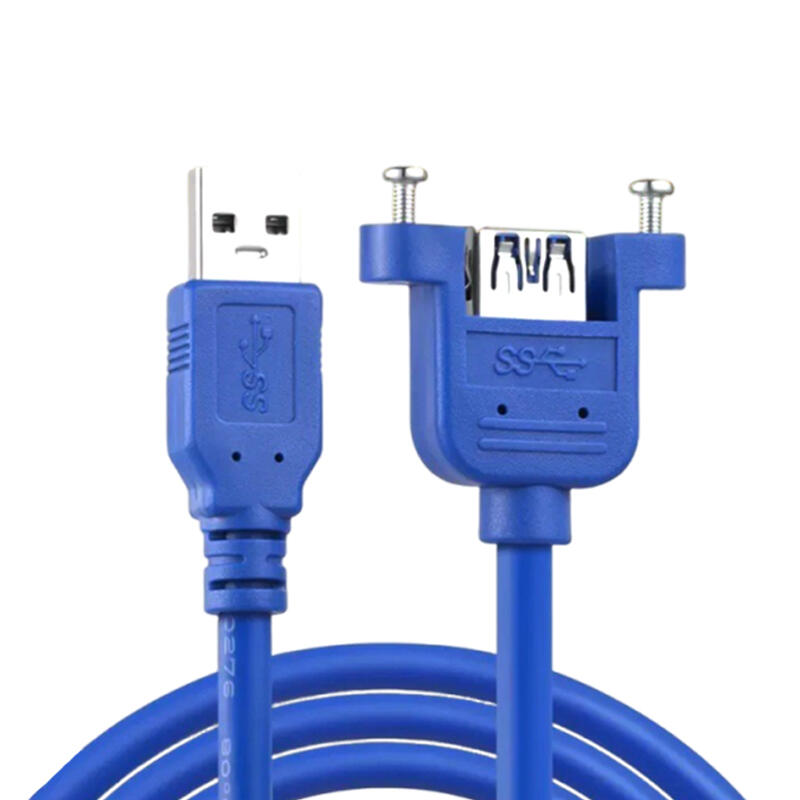【易控王】0.3M USB3.0公對母帶耳延長線 螺絲緊固 多層遮蔽(30-729-01-00)