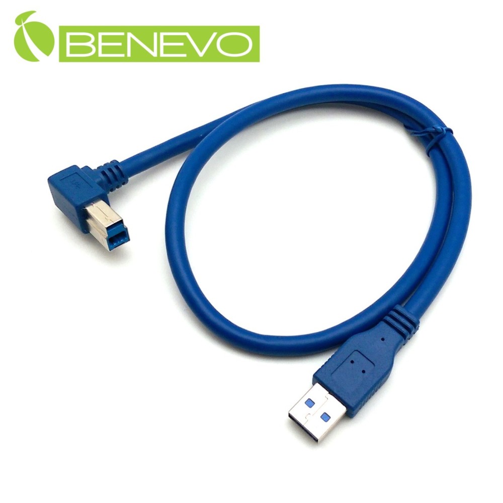 BENEVO左彎型 60cm USB3.0 A(公)轉B公(M)高隔離連接線