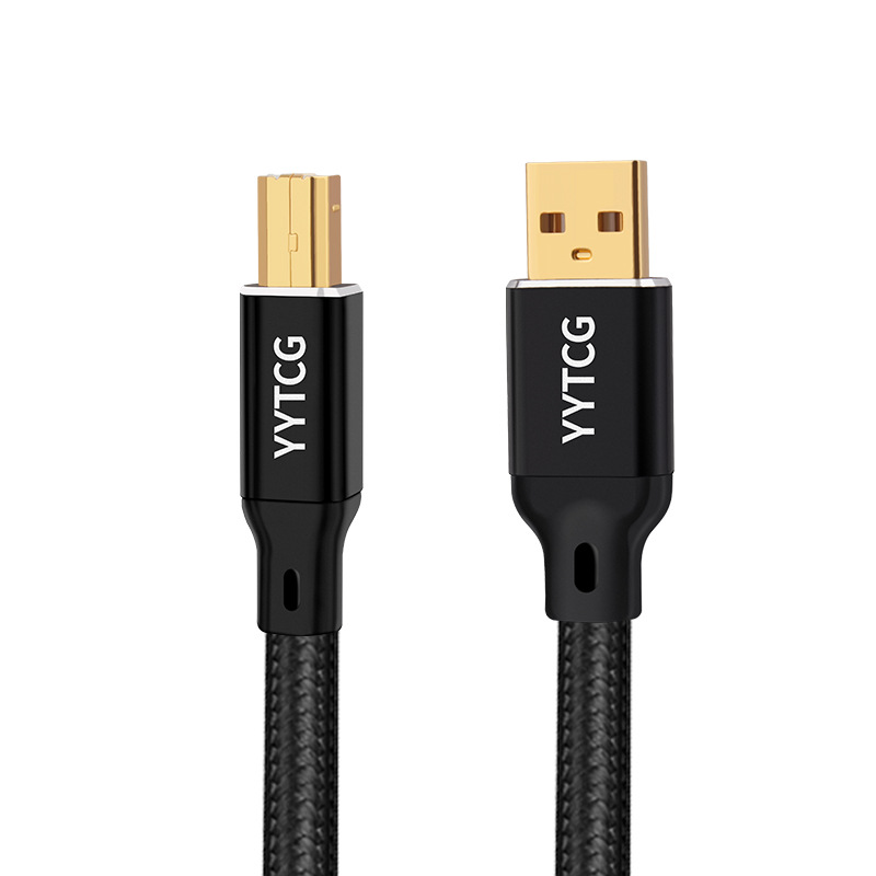 YYTCG 1M 發燒級 USB A轉B DAC聲音訊號連接線 單晶銅鍍銀 編織線(30-741-02)
