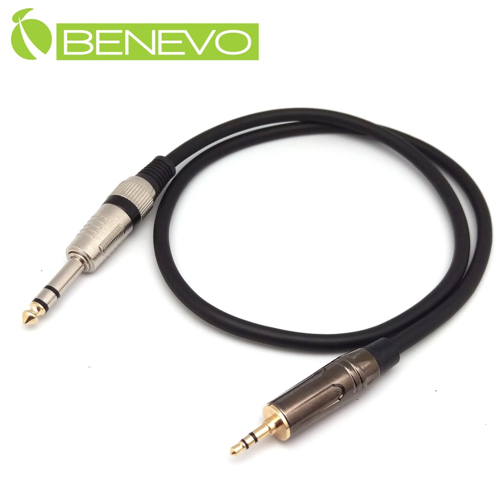 BENEVO 70cm TRS型式6.3mm公對3.5mm公 立體聲音連接線