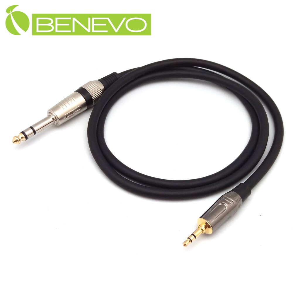 BENEVO 1M TRS型式6.3mm公對3.5mm公 立體聲音連接線