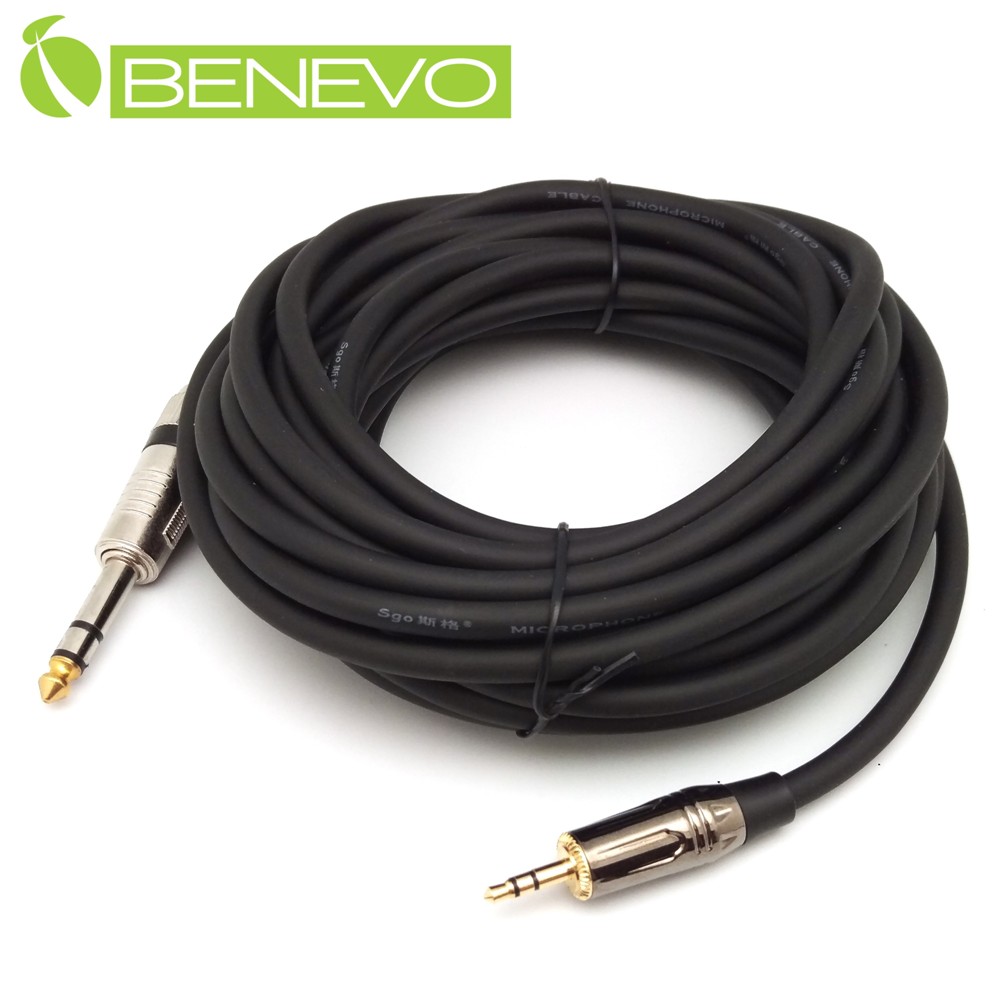 BENEVO 8M TRS型式6.3mm公對3.5mm公 立體聲音連接線