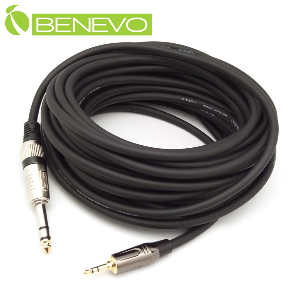 BENEVO 12M TRS型式6.3mm公對3.5mm公 平衡聲音連接線