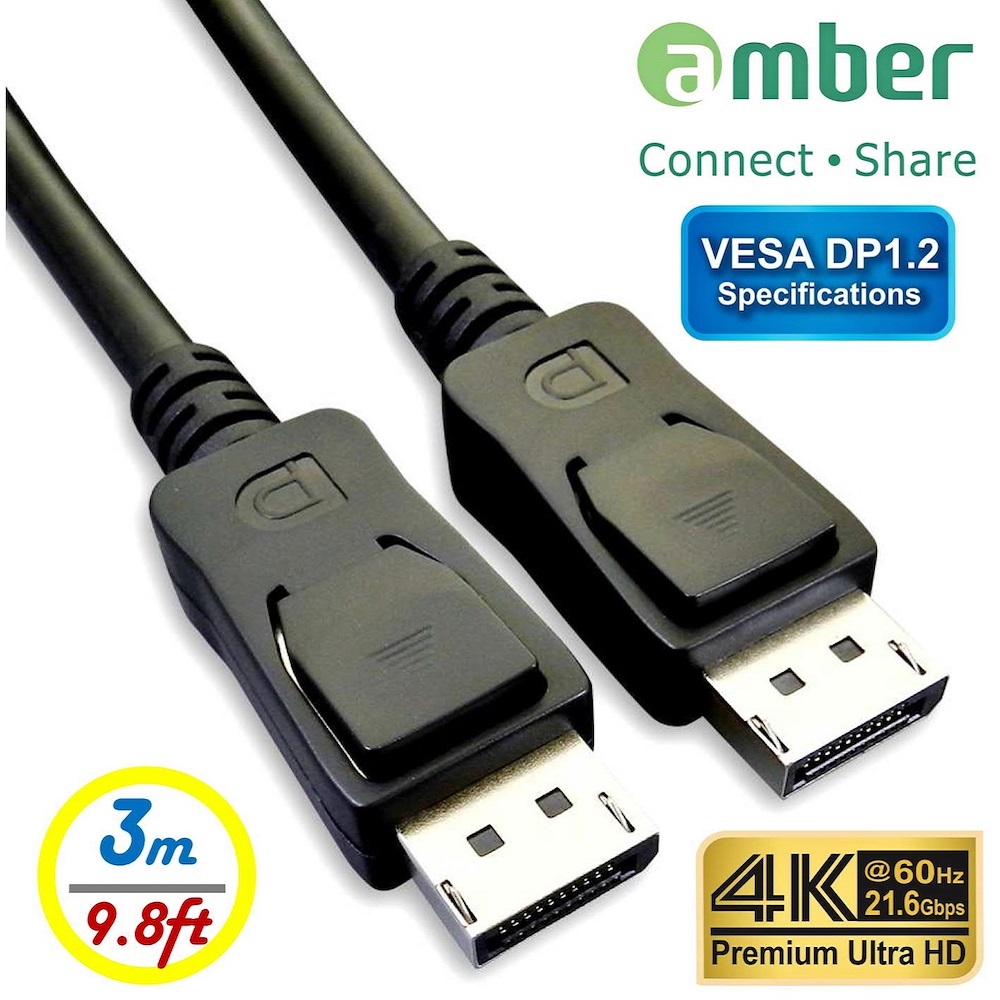 amber VESA DisplayPort 1.2 Specifications.DP male to DP male;3m（9.8ft）