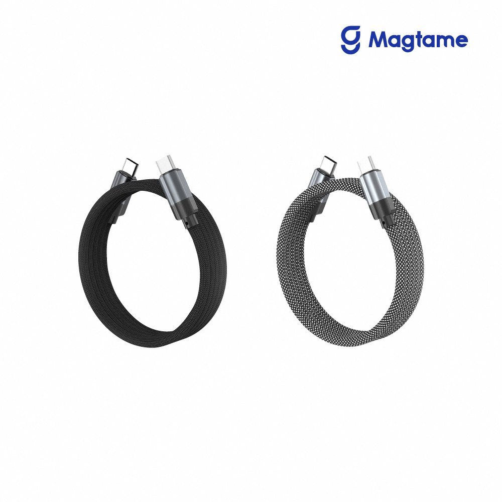 Magtame Type-C to Type-C 60W 磁性快收納充電傳輸線-鋁殼圓線款 1M (發明專利)