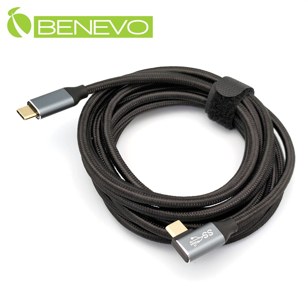 BENEVO側彎型 3米 USB3.1 Gen2 Type-C公對公訊號連接線(10Gbps/PD100W) [BUSB3300CMML(E100W)