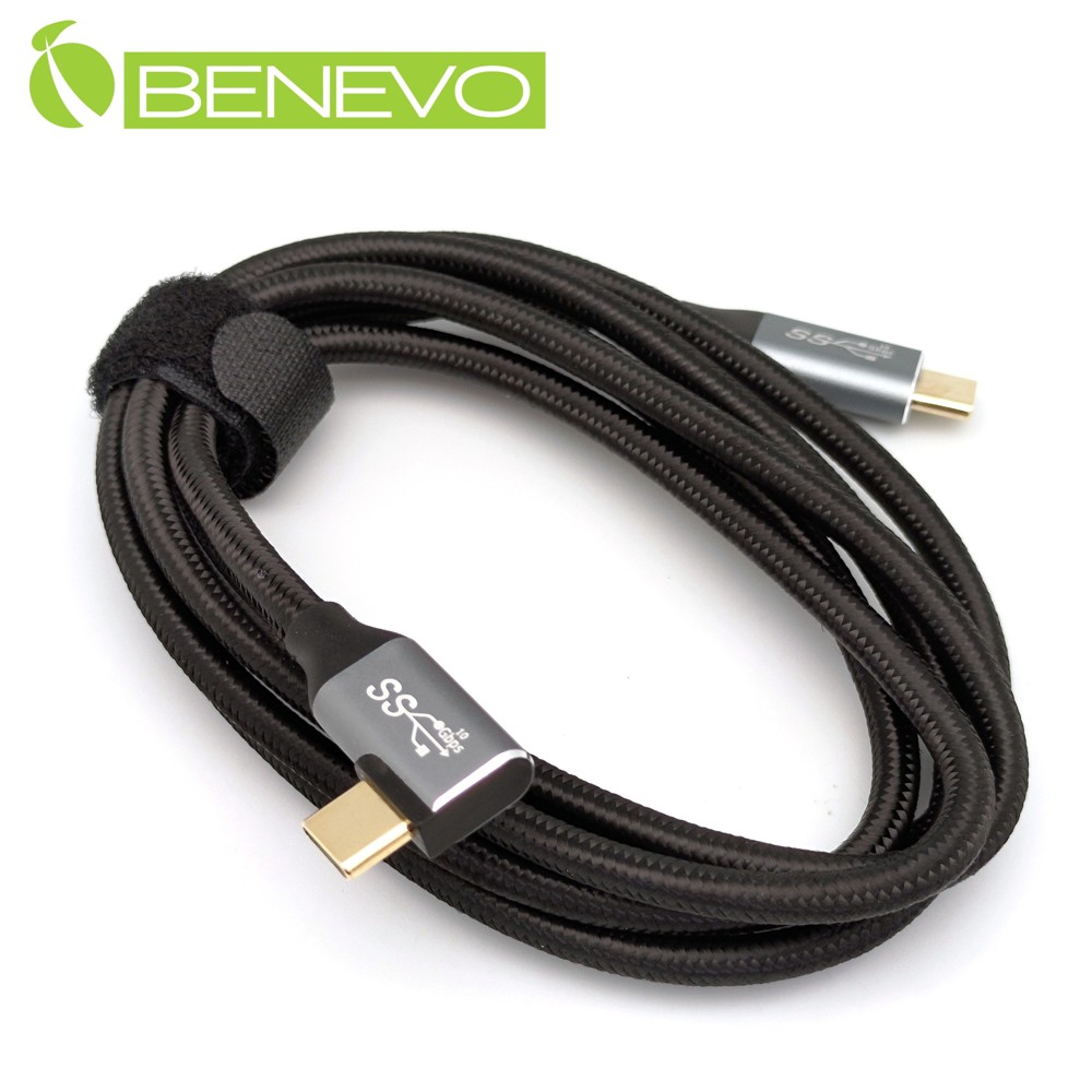 BENEVO側彎型 1.5米 USB3.1 Gen2 Type-C公對公訊號連接線(10Gbps/PD100W) [BUSB3150CMML(E100W)