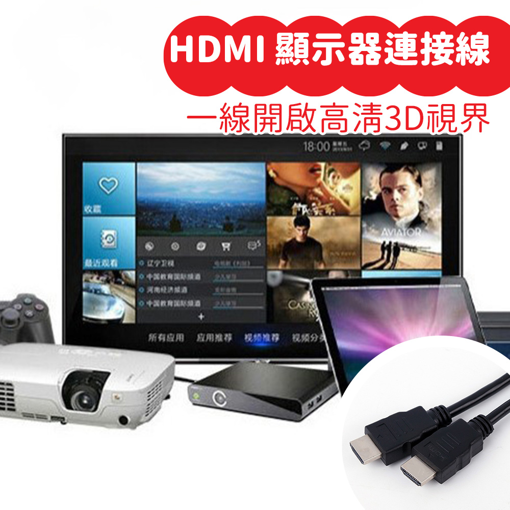 HDMI 顯示器連接線 3m (公對公/鍍金接口)