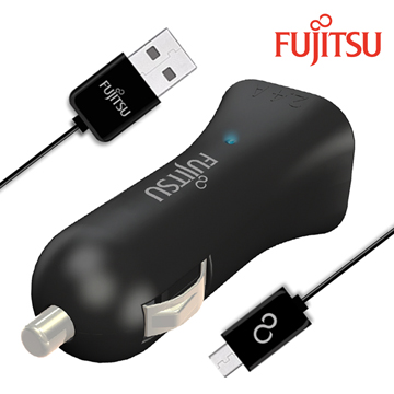 富士通FUJITSU雙USB車用充電器(UC-01)黑