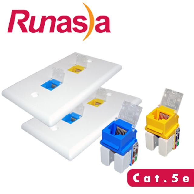 Runasia 超五類(Cat.5e)兩埠埋入式資訊面板組 (兩組)