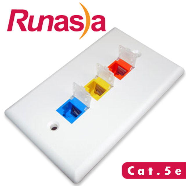 Runasia 超五類(Cat.5e)三埠埋入式資訊面板組 (兩組)