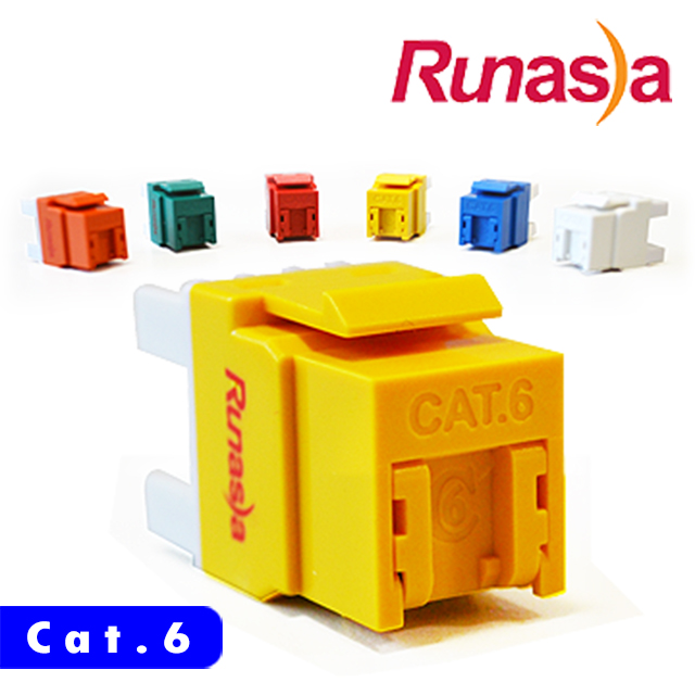 Runasia 六類(Cat.6)無遮蔽資訊插座 - 內推式