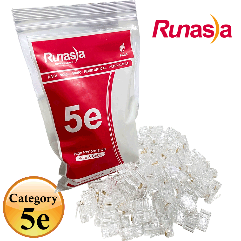 Runasia 超五類(Cat.5e)RJ-45網路無遮蔽水晶接頭 (100pcs)