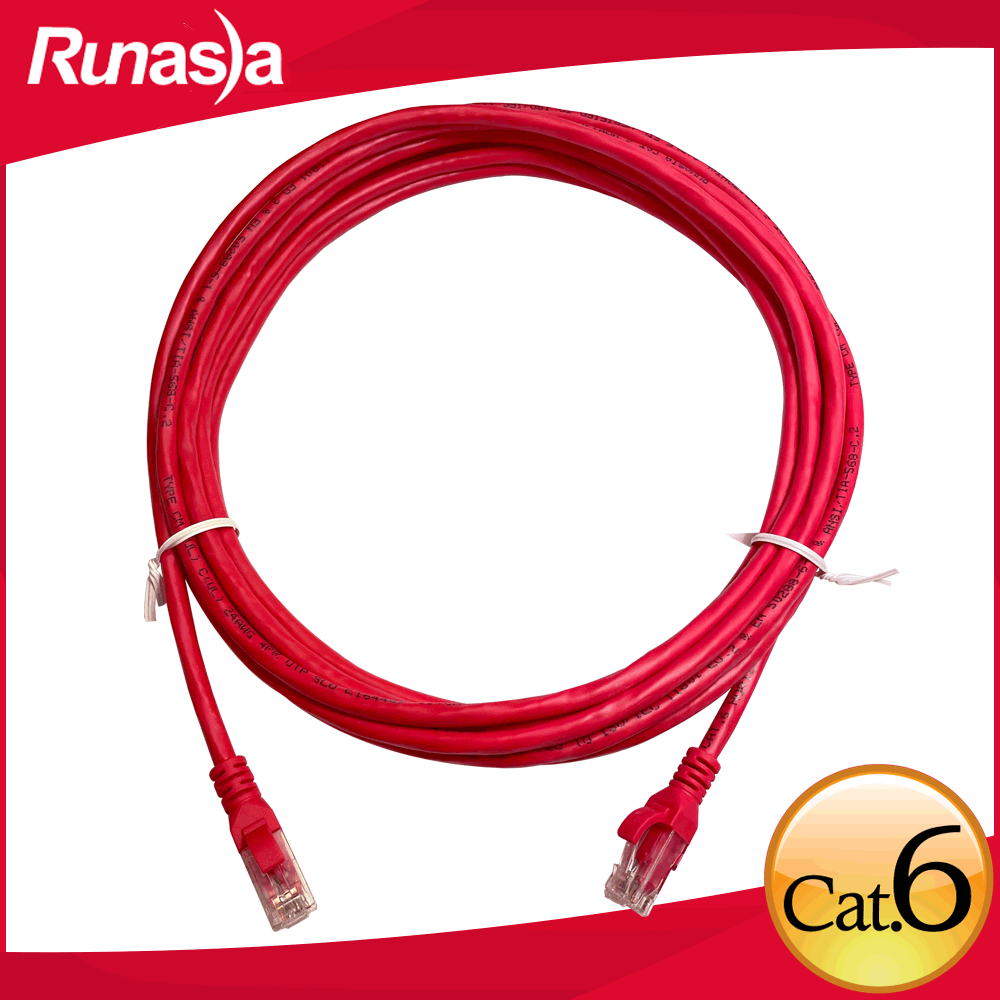Runasia六類(Cat.6)5米無遮蔽雙絞線(紅色2入)