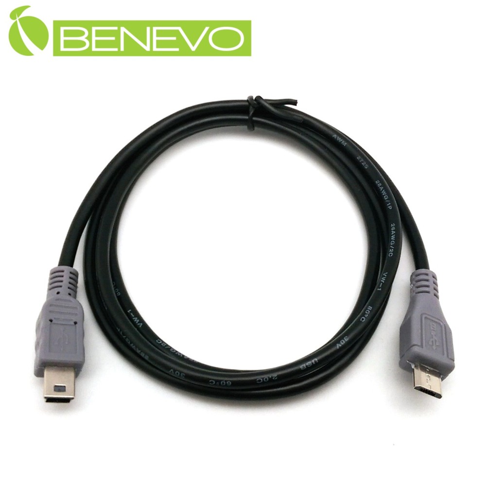 BENEVO 1M Micro USB轉 Mini USB OTG 公對公連接線