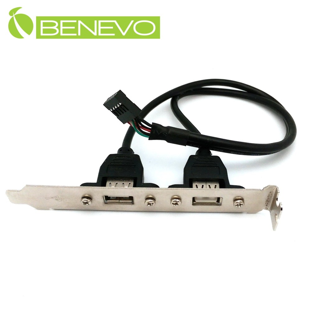 BENEVO擋板型30cm 主機板9PIN轉雙USB2.0連接線
