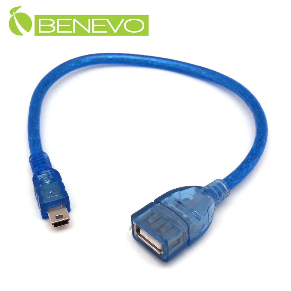 BENEVO 25cm USB2.0 A母-Mini USB公 高隔離連接線