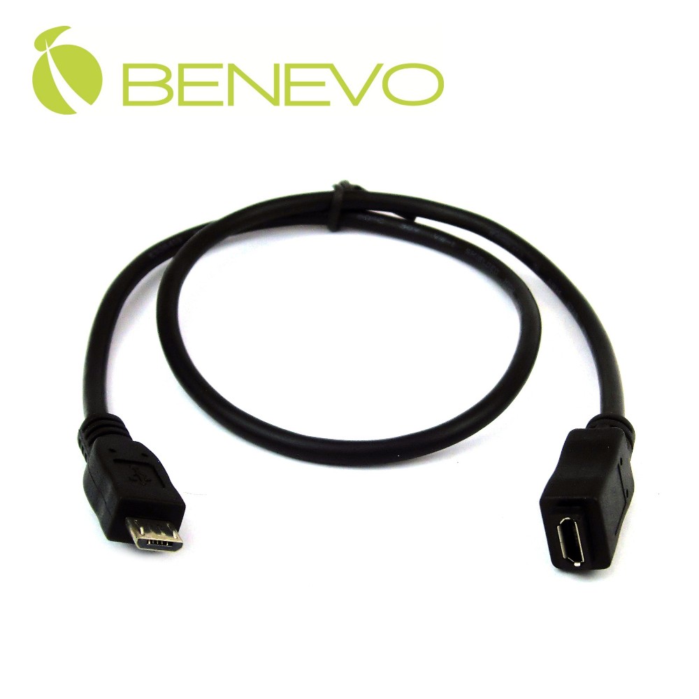 BENEVO 50cm Micro USB公對母延長線