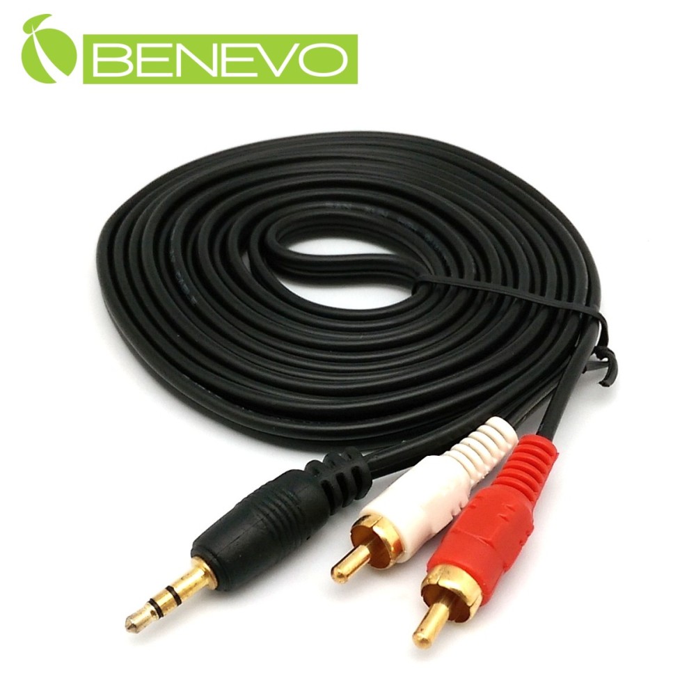 BENEVO 3M 3.5mm立體聲轉雙梅花接頭聲音連接線