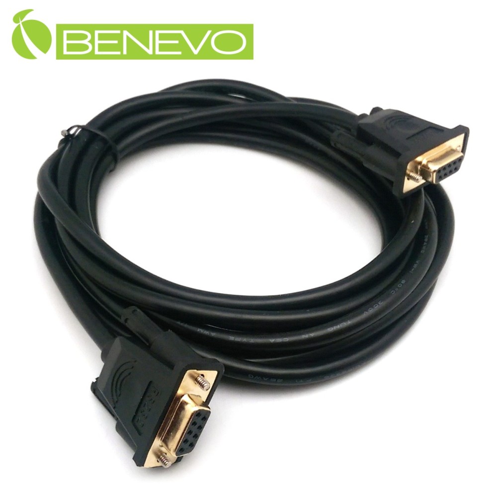 BENEVO專業直通型 3M 母對母鍍金接頭RS232串列埠訊號連 接線