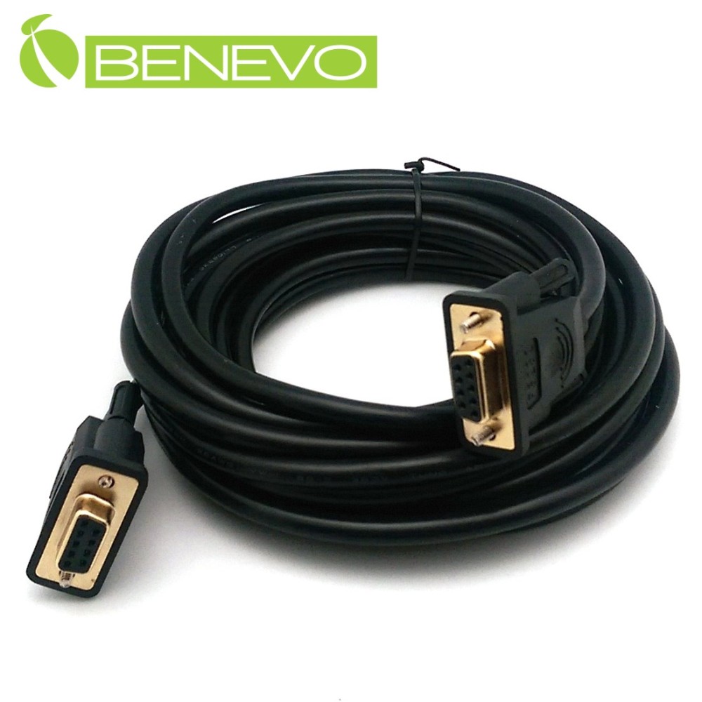 BENEVO專業直通型 5M 母對母鍍金接頭RS232串列埠訊號連 接線