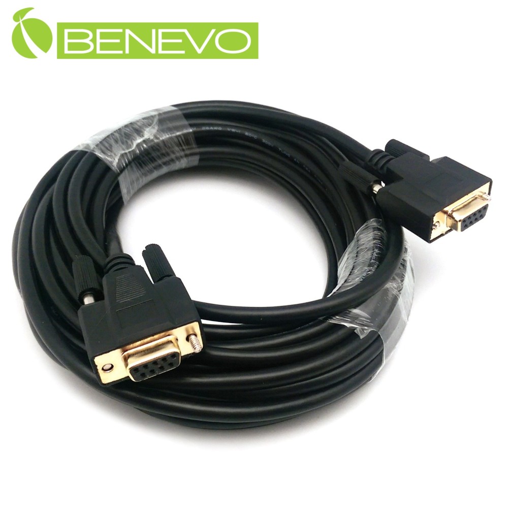 BENEVO專業直通型 10M 母對母鍍金接頭RS232串列埠訊號連 接線