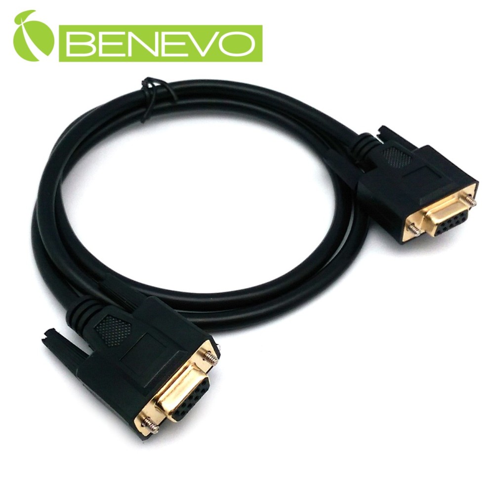 BENEVO專業交叉型 1M 母對母鍍金接頭RS232串列埠訊號連接線