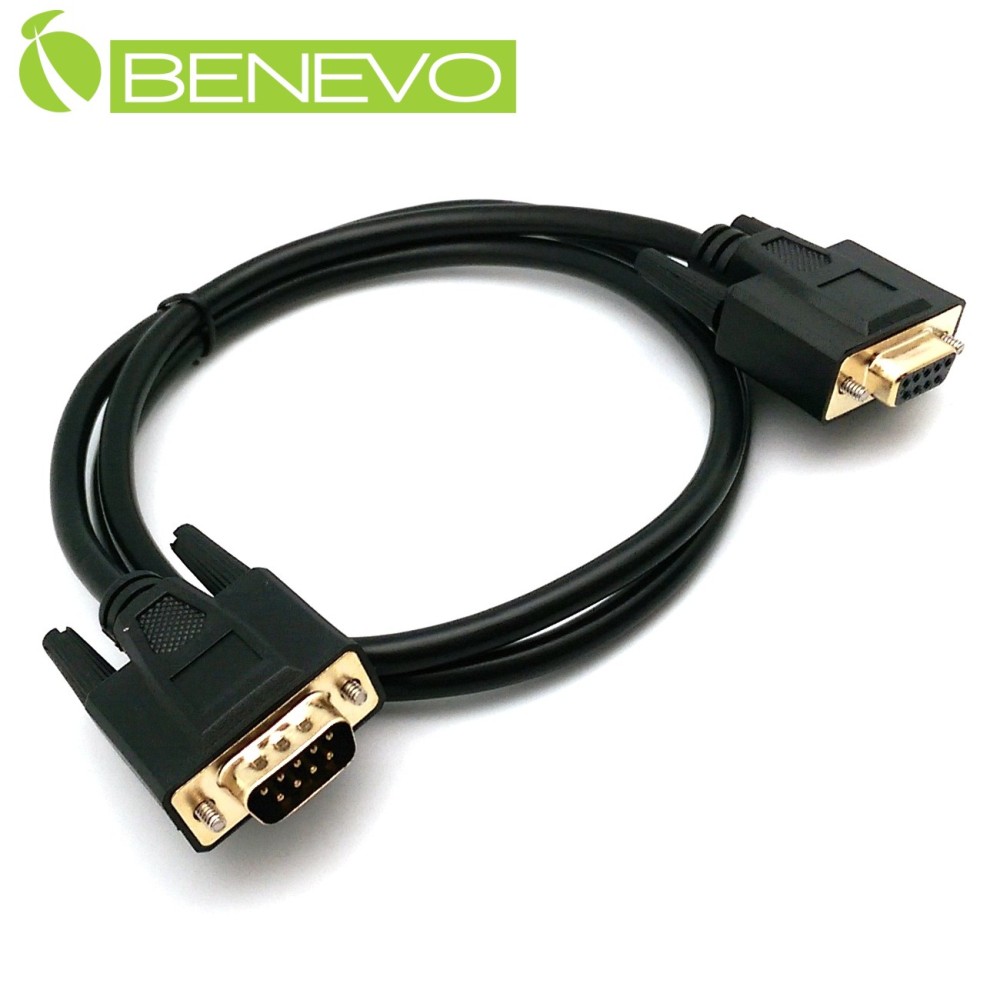 BENEVO專業交叉型 1M 公對母鍍金接頭RS232串列埠訊號連接線