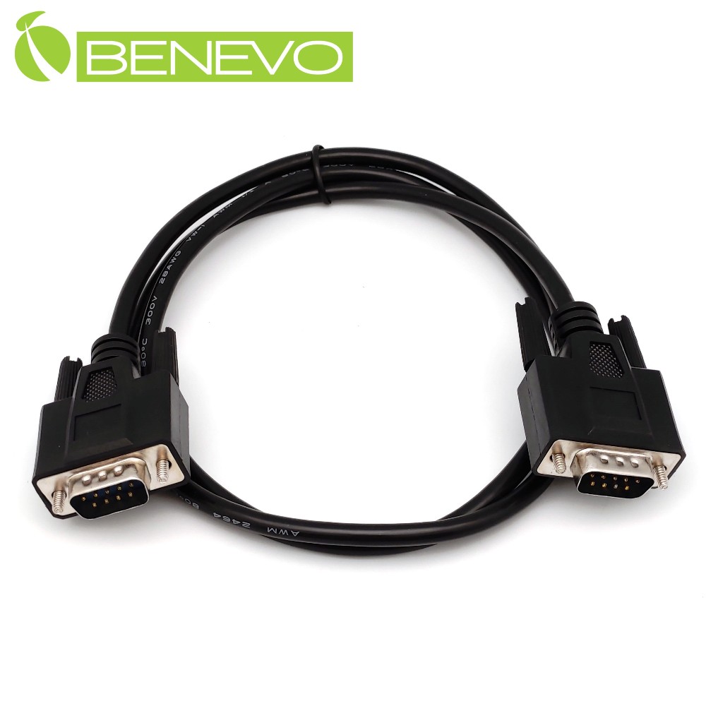 BENEVO直通型 1米 公對公 鍍鎳接頭RS232串列埠訊號連接線