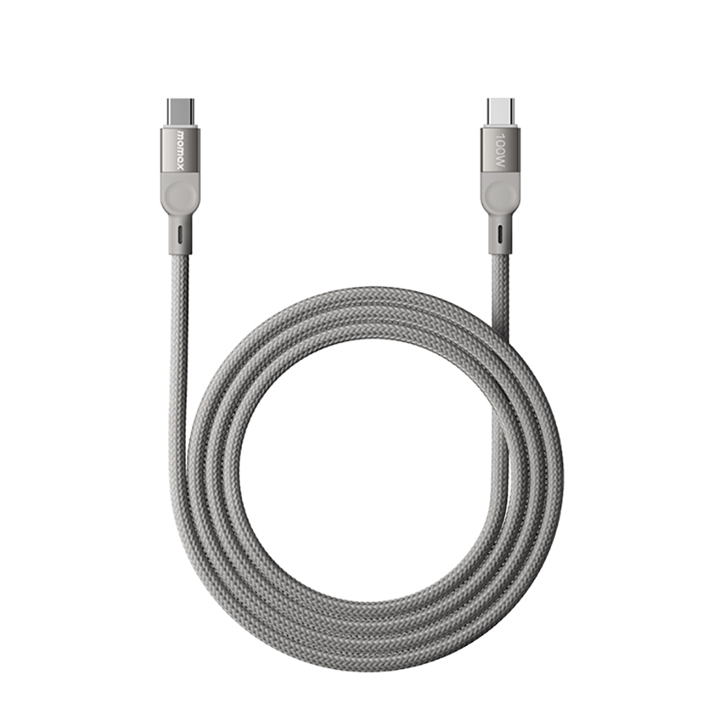 Momax Mag Link 100W PD USB-C 磁吸編織充電傳輸線 (1m) - 鈦金色