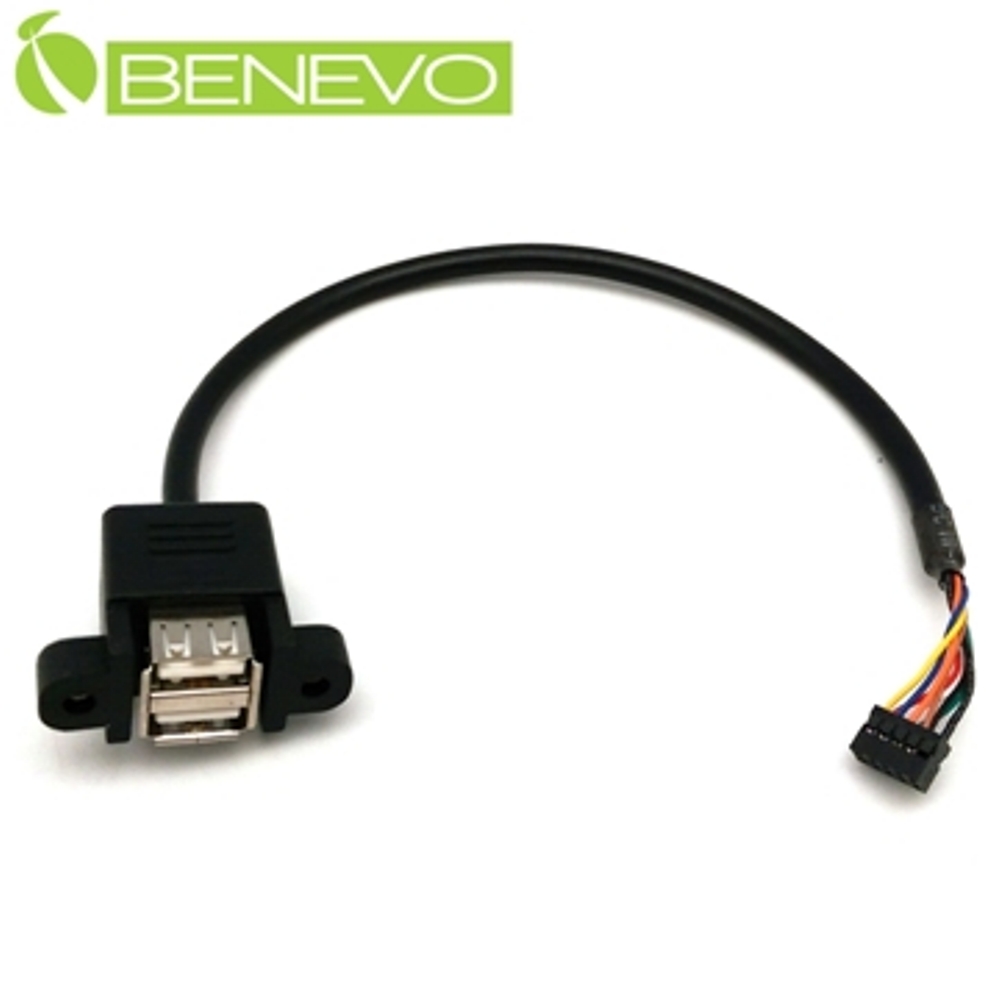 BENEVO雙併可鎖型 30cm PH2.0 9PIN轉雙USB2.0連接線