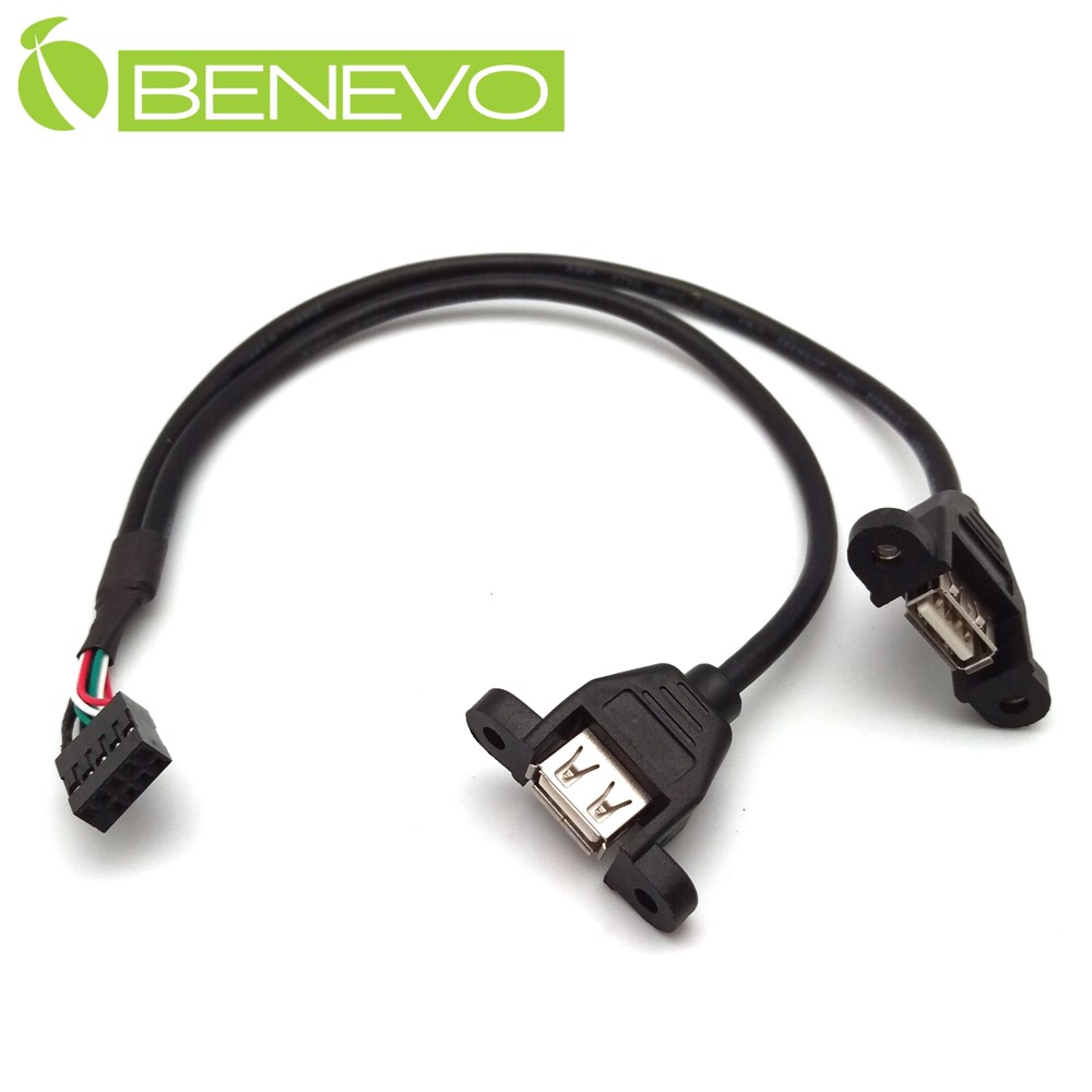 BENEVO可鎖型 30cm PH2.54 9PIN轉雙USB2.0連接線