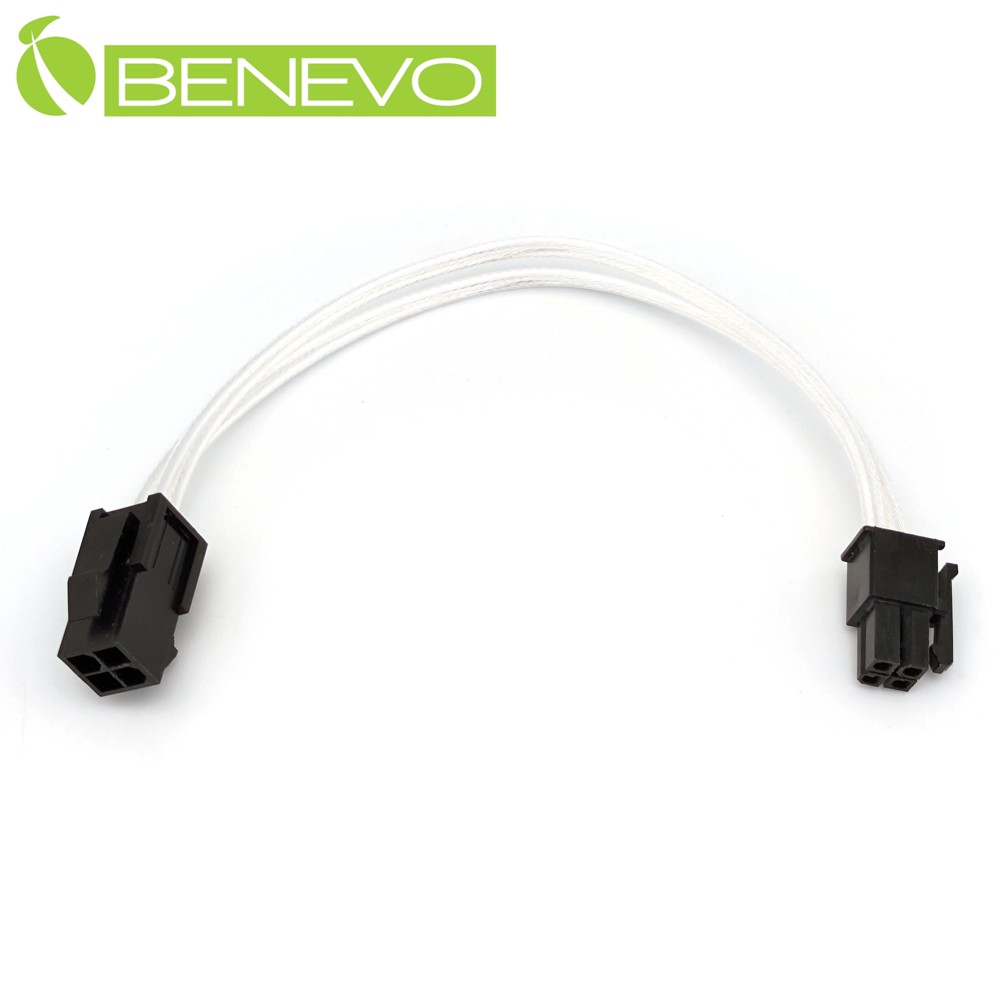 BENEVO鍍銀版 20cm 主機CPU/ATX電源4PIN電源延長線 [BP4P0020MF(鍍銀)
