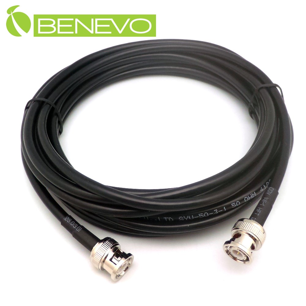 BENEVO 5M BNC公對公同軸連接線(50歐姆/128編遮蔽)