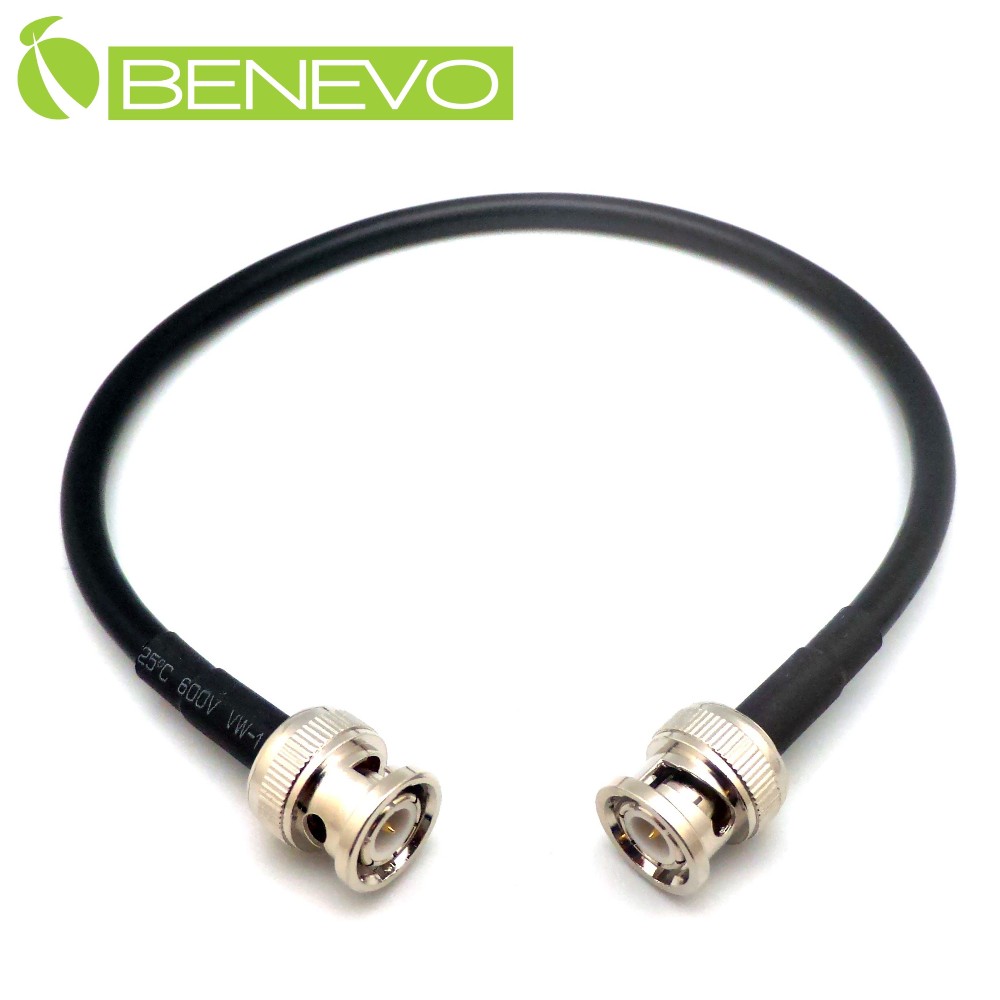 BENEVO 30cm BNC公對公同軸連接線(50歐姆/128編遮蔽)
