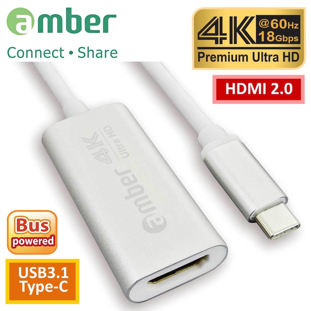 amber Adapter USB3.1 Type-C to HDMI 2.0 Premium 4K@60Hz