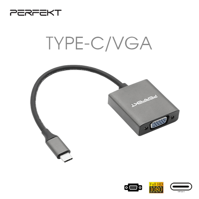 PERFEKT USB 3.1 Type C to VGA 影像訊號轉接器