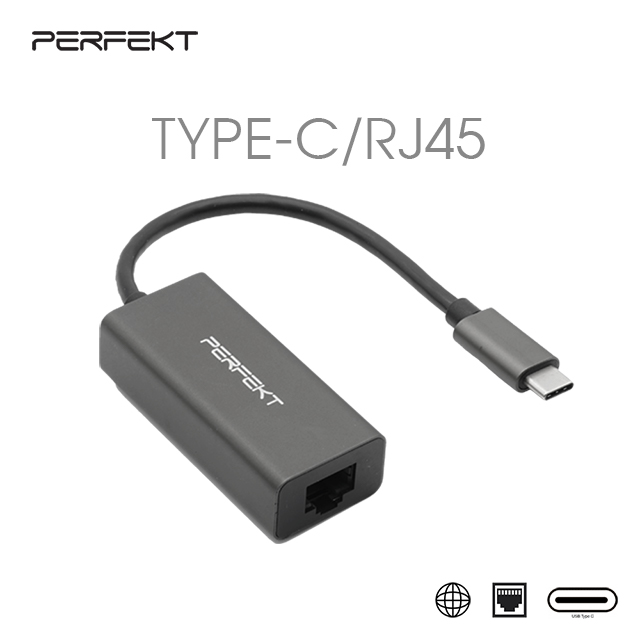 PERFEKT USB 3.1 Type C to RJ45網路孔轉接器