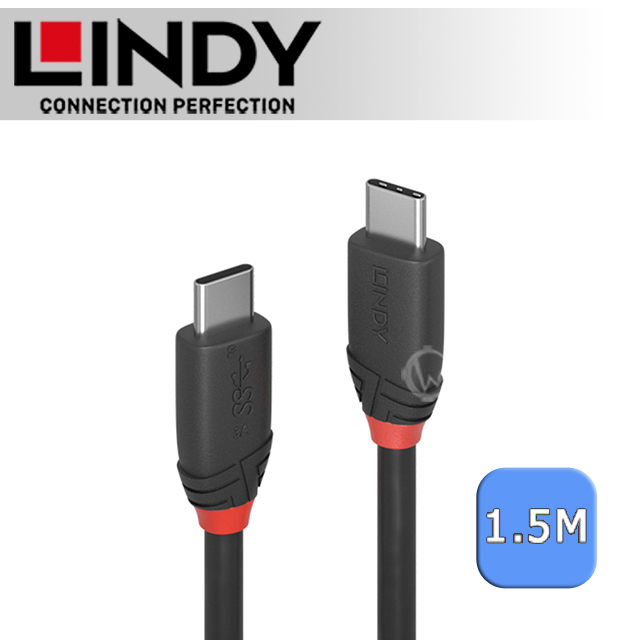 LINDY 林帝 Black USB 3.2 Gen 2 Type-C 公 to 公傳輸線 1.5m (36907)