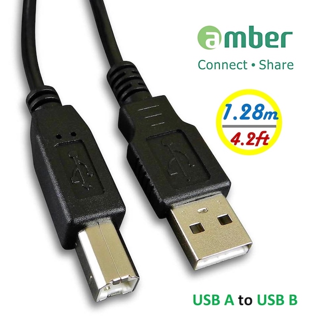 amber 傳輸線USB A 轉 USB B_USB A to USB B.1.28米