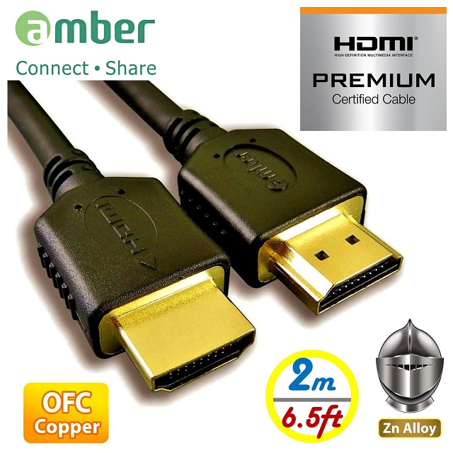 【amber】PREMIUM HDMI 2.0b認證影音訊號線丨4K Ultra HD HDR OFC無氧銅