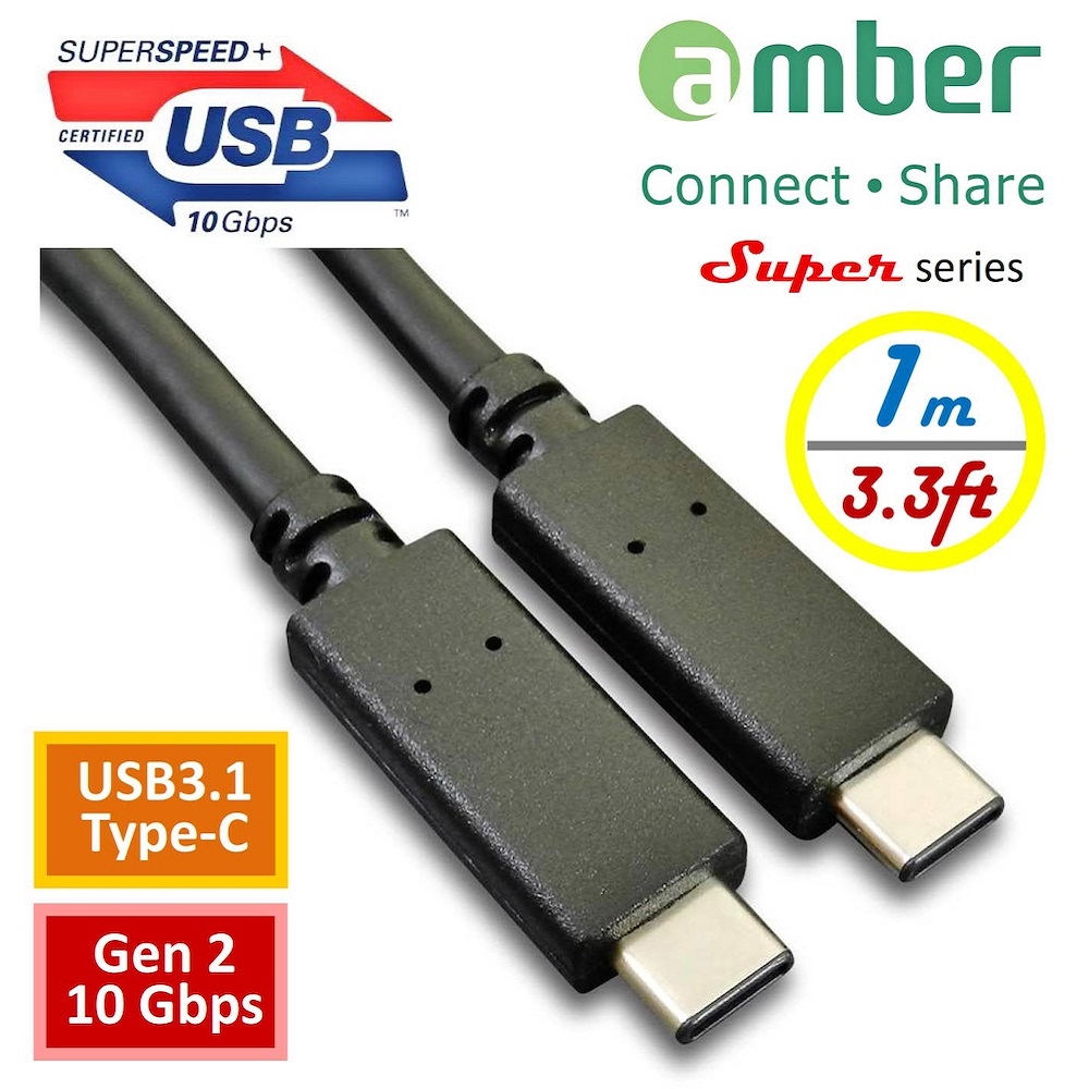 amber Type C to C USB 3.1Gen2(10 Gbps) 認證傳輸線USB-IF certified丨支援PD100W