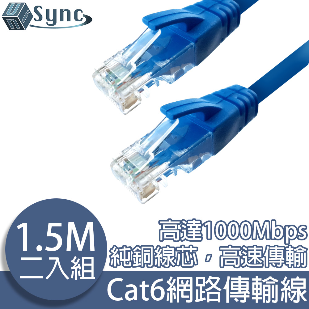 UniSync Cat6超高速乙太網路傳輸線 1.5M/2入
