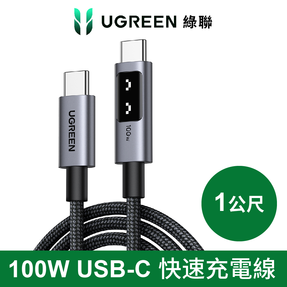 綠聯 Type C to Type C 小機器人充電線 1公尺 PD快充線 100W 傳輸線